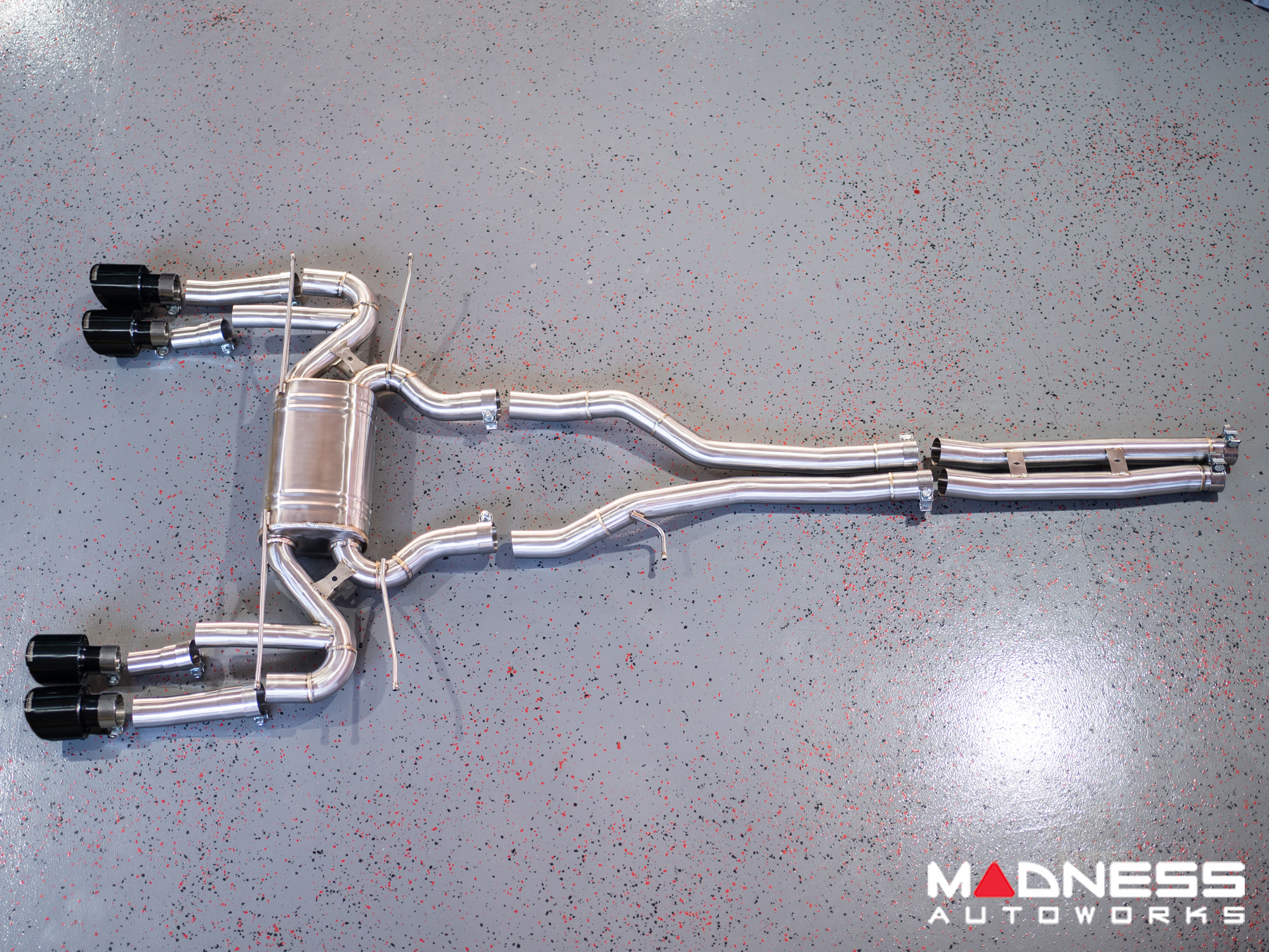 Jaguar F-TYPE Performance Exhaust System - MADNESS - 3.0L V6 - Dual Side Exit - Black Chrome Exhaust Tips